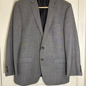 Calvin Klein Mens Suit Jacket Size 44R Gray Black 100% Wool Blazer (Flaw)